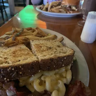 Gourmet Grilled Cheese American. Swiss, Feta, Macaroni cheese, Bacon