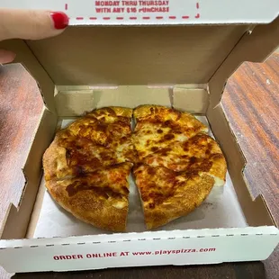 personal SMALL 9&quot; 6 CUT cheese pizza