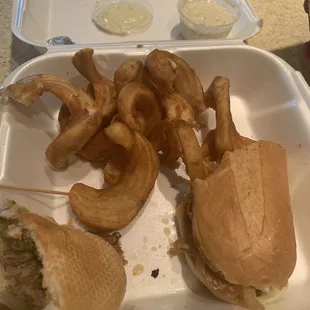 Philly Steak Sandwich with Sidewinder taters.