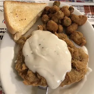 Country Fried Steak Dinner with Okra