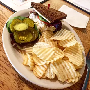 Half a Chicken salad on rye bread w/ lettuce &amp; tomato!