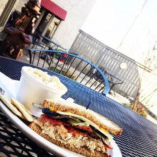 Tuna and bacon, a personal favorite of mine! It's delicious and home made, nothing better than a relaxing patio also.