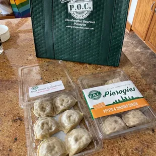 Pierogi flavors I brought home.