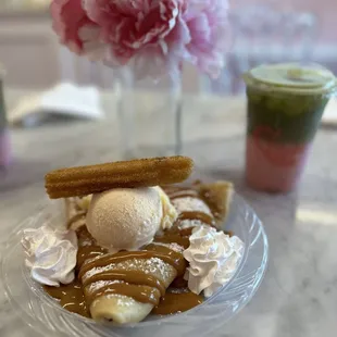 Crepe and strawberry matcha .  Service was great!