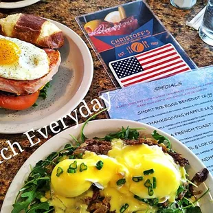 Shortrib Eggs Benedict and Brunch Burger  Best Brunch Downriver with Booze everyday till 3pm