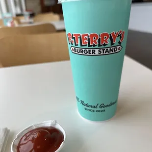 a cup and sauce