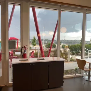Rain storm  &amp; having lunch watching the storm pass