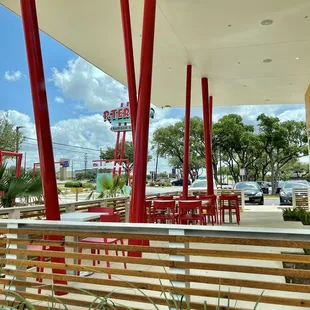 The outside patio seating.