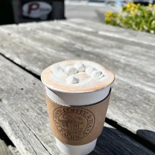 Luscious cherry mocha with marshmallows and whipped cream