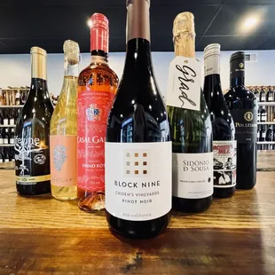 a selection of wine bottles