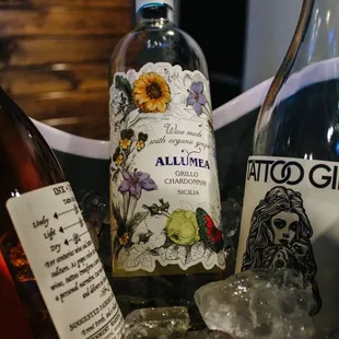 bottles of wine in a bucket