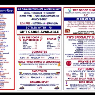 menu