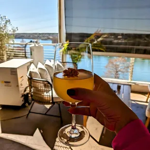 Peach and Apricot Bellini and a beautiful view.