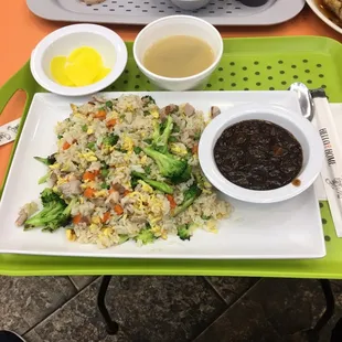 a tray of food on a table