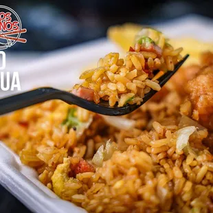  spoon full of fried rice