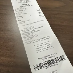 The bill. Pricey for chinese food but worth it.