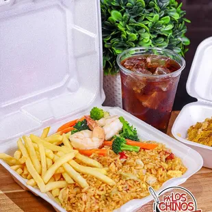  two takeout containers of food