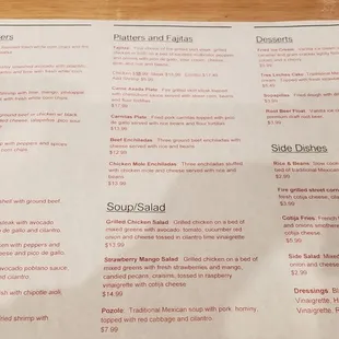 Menu, December 2021.