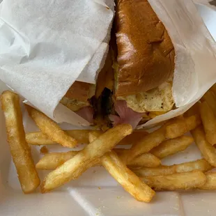 a sandwich and french fries
