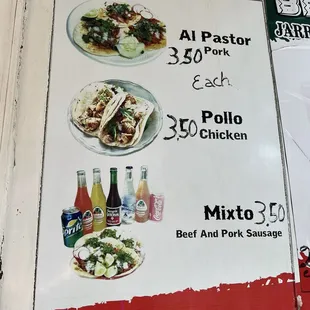 tacos, menu