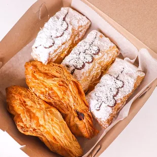 Snow puffies, coconut turnovers