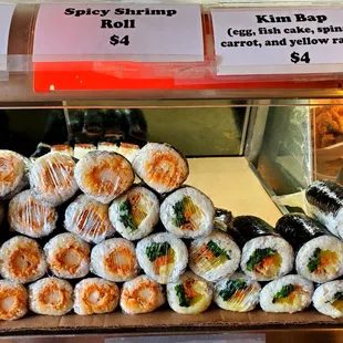 Spicy shrimp and Korean rolls