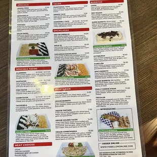 Menu - side 1