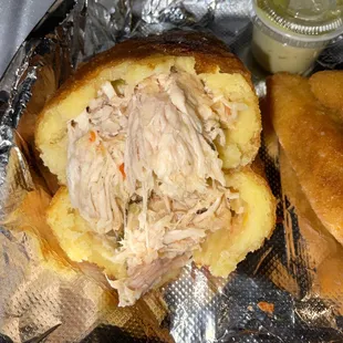 Shredded chicken empanada