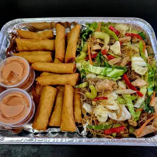 a tray of chinese food