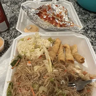 Combo A with a side of bbq pork skewers!