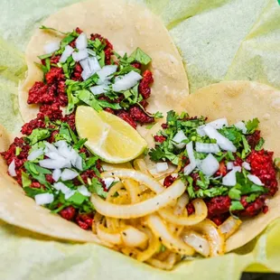 a close up of a taco