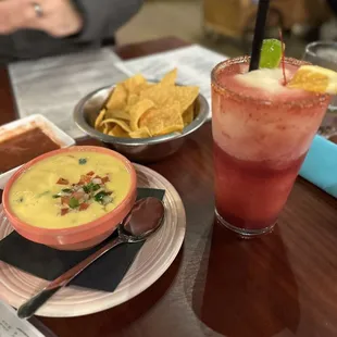 Queso and a Sangria margarita