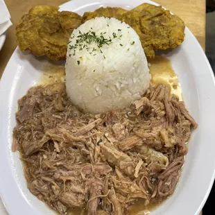Pork dinner with tostones