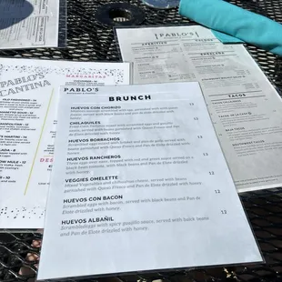 Brunch menu