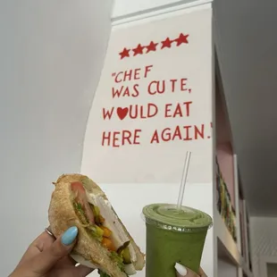Green machine smoothie, Eat-Aliano sandwich