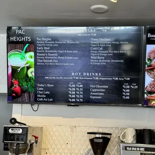 Drinks Menu as of May 2024
