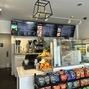 Inside of deli and menu
