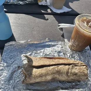 Couldn&apos;t wait to take a bite of the Yoga Mat Burrito (front) and The Big Burrito (back)