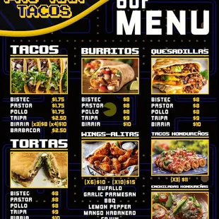 PAC-MAN Tacos menu