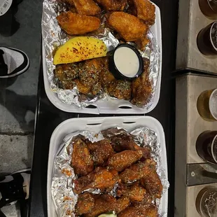 two trays of food