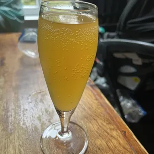 Peach Bellini made from peach purée