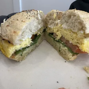 Open bagel sandwich