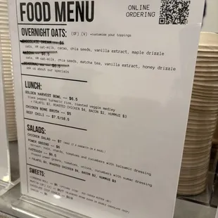 Food menu