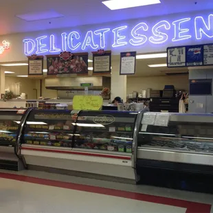 a deli counter in a grocery store