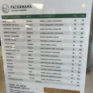 menu