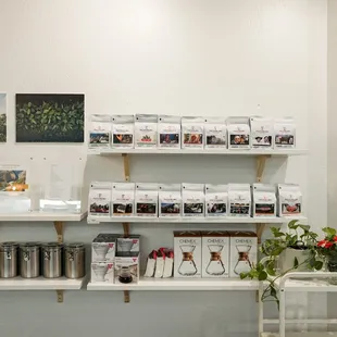 coffee beans and merch