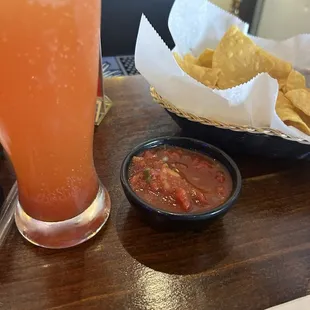 Michelada, chips and salsa...