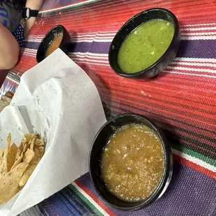 Hot and verde salsas