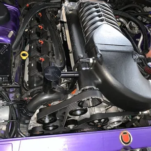 Whipple supercharger install on this Mopar Beast.