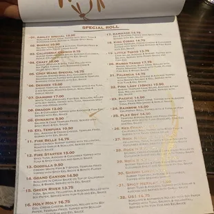 menu